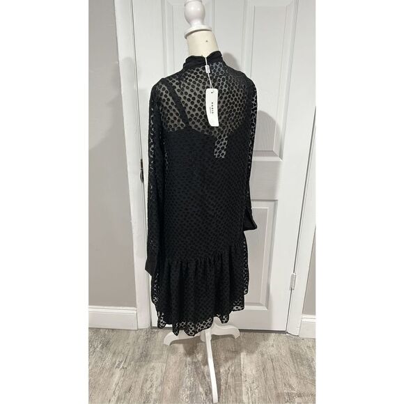 Akris punto Black Polka Dot Tieneck Shift Dress Size 8 NWT - Picture 8 of 13